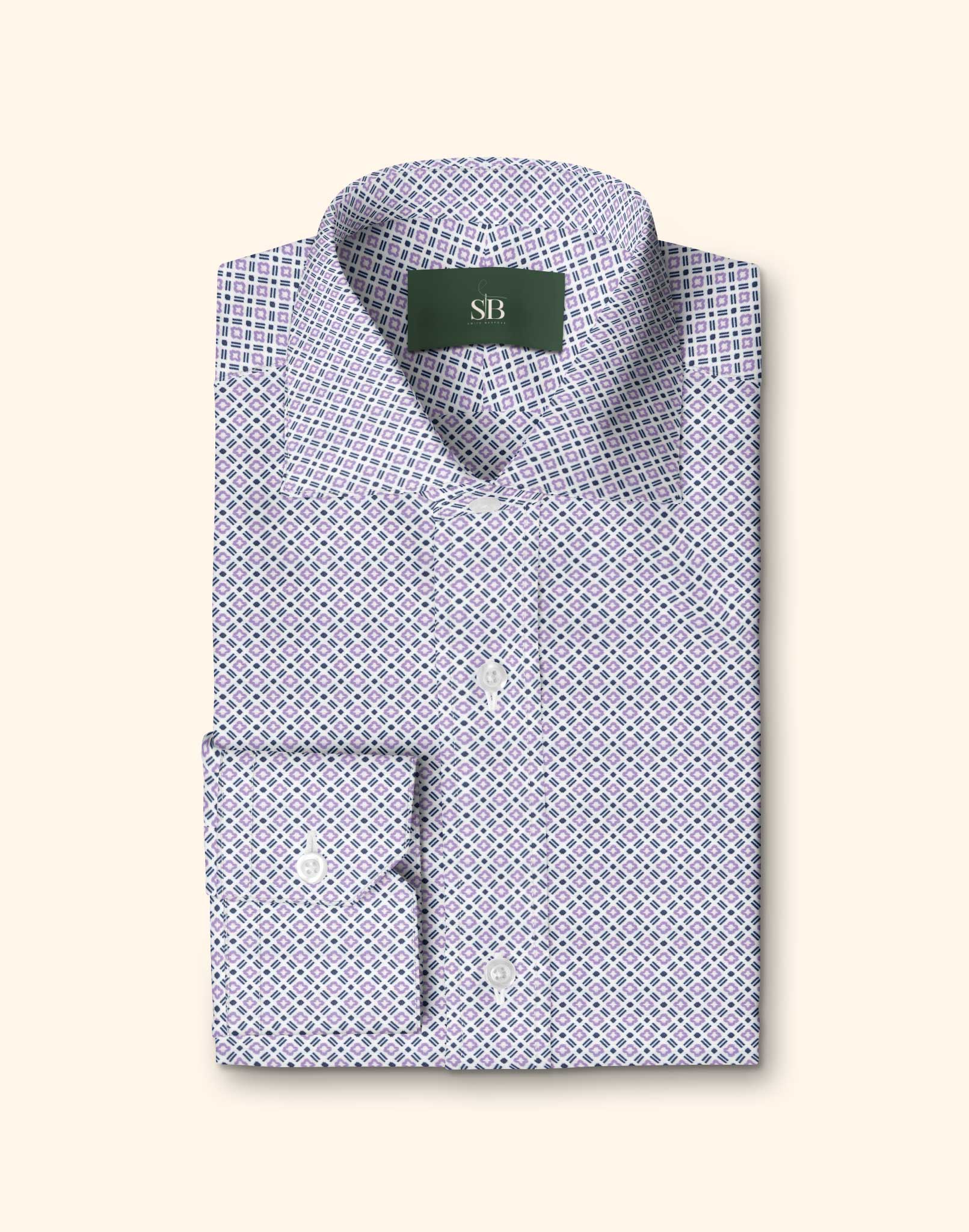 T1 Purple Geometric Print Dress Shirt